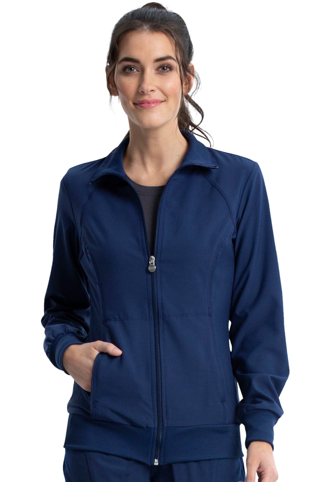 Cherokee Infinity 2391a Scrubs Jacket Womens Zip Front Warm Up Navy — Medshop Australia