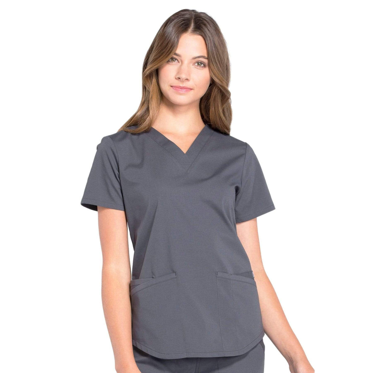 Cherokee Workwear Professionals WW665 Scrubs Top Womens V-Neck Pewter ...