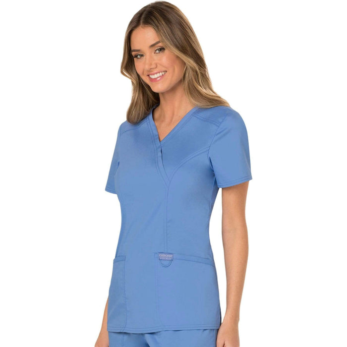 Cherokee Workwear Revolution WW610 Scrubs Top Womens Mock Wrap Ceil Bl ...