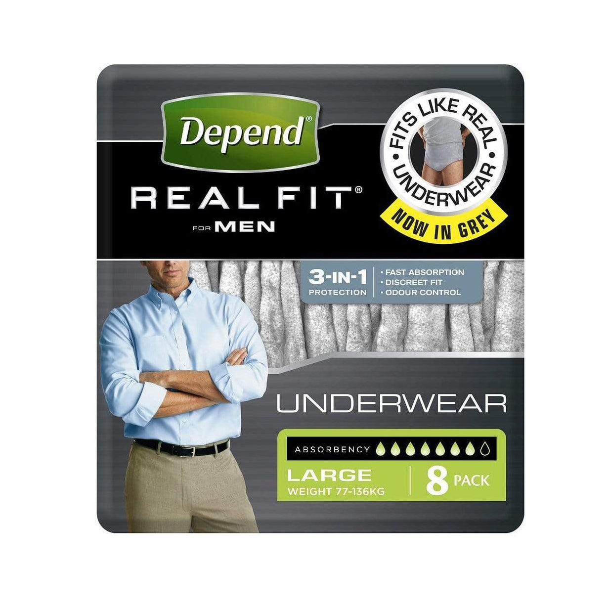 Depend Real Fit Regular Underwear for Men — Medshop Australia