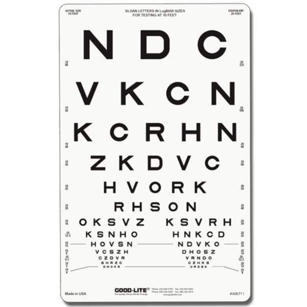 Good-Lite Proportionally Spaced logMAR Sloan Letters Chart — Medshop ...